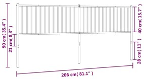 Cabeceira de cama 200 cm metal branco