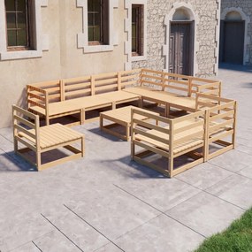 vidaXL 10 pcs conjunto lounge de jardim pinho maciço