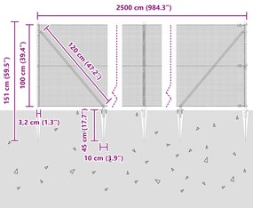 Conjunto de Poste de Cerca Conjunto de 2 Cinza Metal e plástico