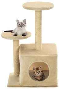 Árvore para gatos c/ postes arranhadores sisal 60 cm bege
