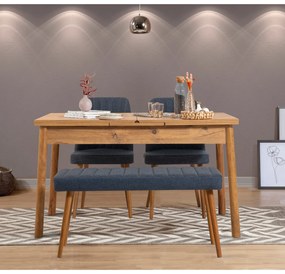 Conjunto de Mesa de Jantar Extensível Santiago – Pinho Atlântico e Azu