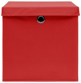 Caixas de arrumação com tampas 4 pcs 28x28x28 cm vermelho