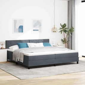 vidaXL Cama Box Spring LED Cinza Escuro 200 x 200 cm Veludo