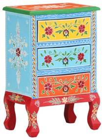 vidaXL Mesa de cabeceira pintada à mão 40x30x60 cm mangueira maciça
