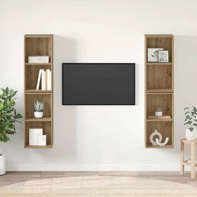 vidaXL Gabinete de TV de Parede 4 pcs Carvalho Artesanal