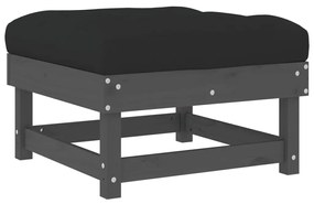 Apoios de pés p/ jardim c/ almofadões 2 pcs pinho maciço cinza