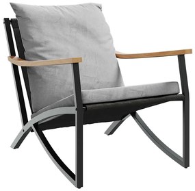 4 pcs conjunto mobiliário de varanda com almofadões aço preto