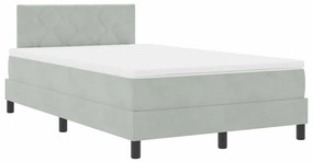 Cama Box com Colchão vidaXL Cinza Claro 120x200 cm Veludo