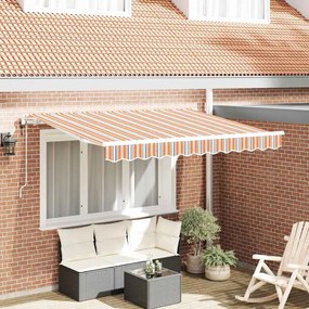 vidaXL Toldo Retrátil Amarelo e Laranja e Branco 3 x 2 m