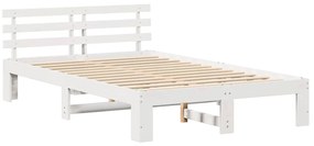 Estrutura de Cama Branca de Pinho Branca Madeira Sólida