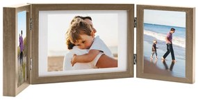 vidaXL Moldura com três dobras 28x18 cm+2x(13x18 cm) castanho-claro
