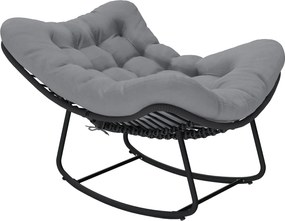 Outsunny Cadeira de Baloiço em Rattan com Almofada Macia para Jardim, Varanda, Cinza Escuro | Aosom Portugal