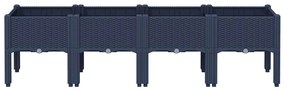 Vaso/floreira de jardim c/ pernas 160x40x42 cm PP cinzento azul