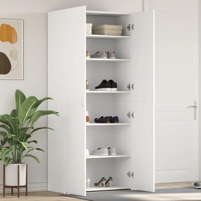 Armário para Sapatos Branco 80x35.5x180 cm Madeira Sólida