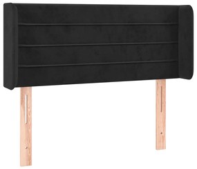 Cabeceira de cama c/ luzes LED veludo 93x16x78/88 cm preto