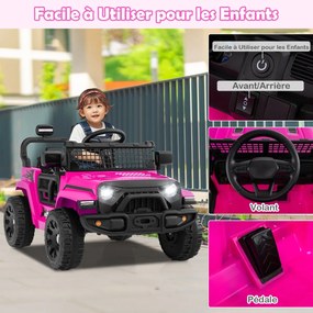 Carro elétrico infantil de 12 V com bateria, controle remoto, 3 velocidades, luzes LED, música e buzina para crianças de 3 anos ou mais, vermelho