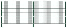vidaXL Painel de vedação com postes ferro 3,4x1,2 m verde