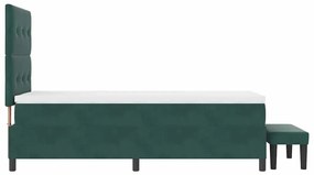 Cama Box Spring com Colchão &amp; Banco Verde Escura 90x200 cm Veludo