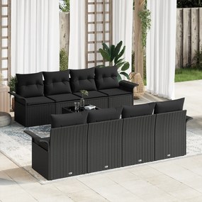 Conjunto de Sofás de Jardim 9 Peças com Almofadas vidaXL Preto Rattan