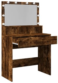 Toucador com LED 80x41x134,5 cm cor carvalho fumado