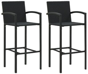 Bancos de bar 2 pcs vime PE preto