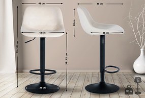 Conjunto de 2 bancos de bar Loft em veludo com estrutura preta 79-113 x 43 x 49 cm Creme