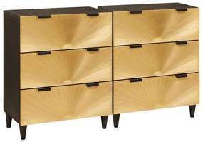 vidaXL Buffet 2 pcs Preto e Ouro 60 x 33 x 75 cm