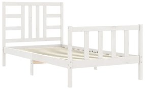 Estrutura de cama com cabeceira 100x200cm madeira maciça branco