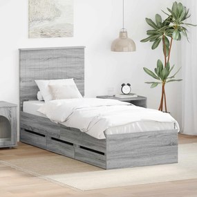 vidaXL Estrutura da Cama com gaveta Cinza Sonoma 75 x 190 cm