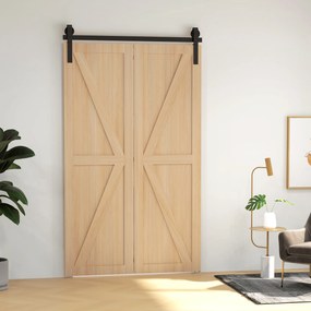 Kit de Ferragens 4FT/122CM  para Porta Deslizante (NÃO INCLUIDA) Dobrável para 2 Portas com Trilho para Celeiro Preto