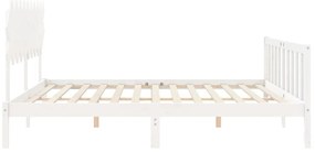 Cama sem colchão 200x200 cm madeira de pinho maciça branco