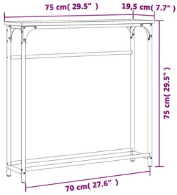 Mesa consola 75x19,5x75 cm derivados de madeira carvalho sonoma