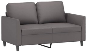 3 pcs conjunto de sofás c/ almofadões couro artificial cinzento