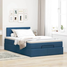 Cama otomana com colchão 120x200 cm tecido azul