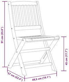 5 pcs conj. jantar dobrável para jardim madeira acácia maciça