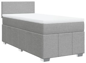 Cama com molas/colchão 90x200 cm tecido cinza-claro