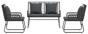 Conjunto de Jantar para Jardim 3 pcs Preto, Antracite