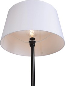 Candeeiro de pé preto com abajur de linho branco 45 cm - Simplo