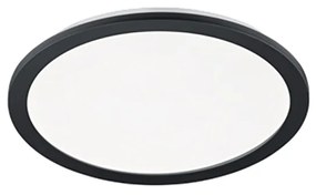 Candeeiro de teto redondo preto 40 cm com LED regulável em 3 níveis IP44 - Lope Design
