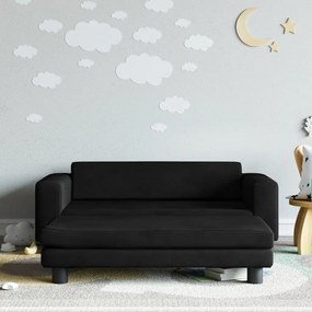 vidaXL Sofá infantil com apoio de pés 100x50x30 cm veludo preto