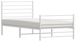 Estrutura de cama com cabeceira e pés 75x190 cm metal branco