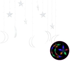 Estrelas e luas de luz c/ controlo remoto 138 LEDs colorido