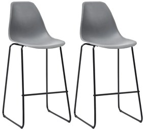 vidaXL Cadeiras de bar 2 pcs plástico cinzento