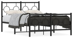 vidaXL Estrutura de cama com cabeceira e pés 120x190 cm metal preto
