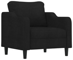 3 pcs conjunto de sofás com almofadas tecido preto
