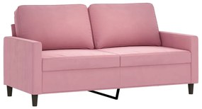 3 pcs conjunto de sofás com almofadões veludo rosa