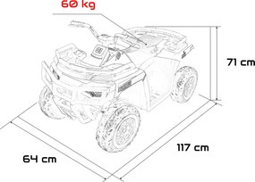 Moto 4 eletrica Crianças ATV WOLF 24V 4x4, 4 motores 200W, Rodas de espuma EVA, Assento Couro ecológico Preta