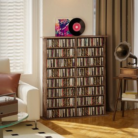 Organizador para CD e DVD 106,5 L x 24 P x 126,3 A cm com 16 compartimentos e 12 prateleiras ajustáveis, capacidade máxima de 720 CD/396 DVD e Blu-ray