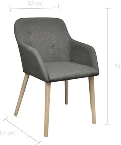 Cadeiras jantar 2 pcs tecido cinzento-claro e carvalho maciço