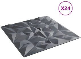 Painéis de parede 24 pcs 50x50 cm 6m² XPS ametista cinzento